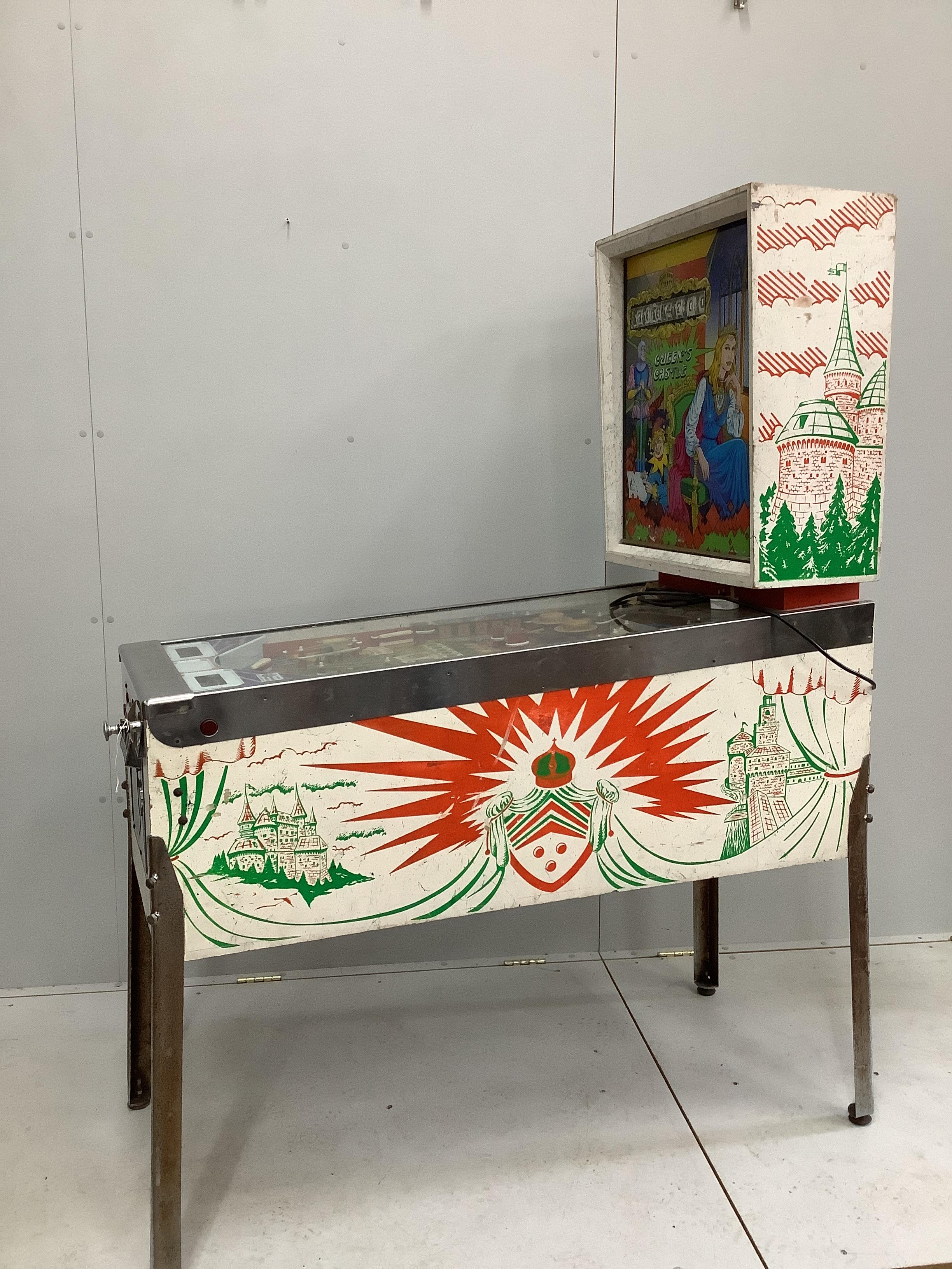 A mid century Queens Castle pinball machine ,length 132cm, width 58cm, height 174cm